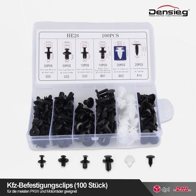 Densieg 100x Auto Befestigung Clips Spreizniete Innenverkleidung Verkleidung Set