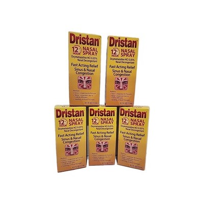 5 pack DRISTAN 12 hour Nasal Spray 15ml decongestant nose sinus pain relief HCI