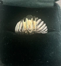 David Yurman 14k Gold & 925 Sterling Silver  Cable  Dome Band Ring Sz 6.  j18