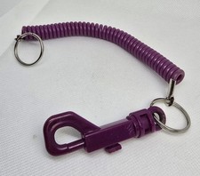 Purple Retractable Coil Keychain Stretchy Spiral Spring Keyring Lanyard Clip