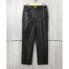 Aritzia Wilfred Melina Faux Leather Pants Women's 10 Black High Rise Straight