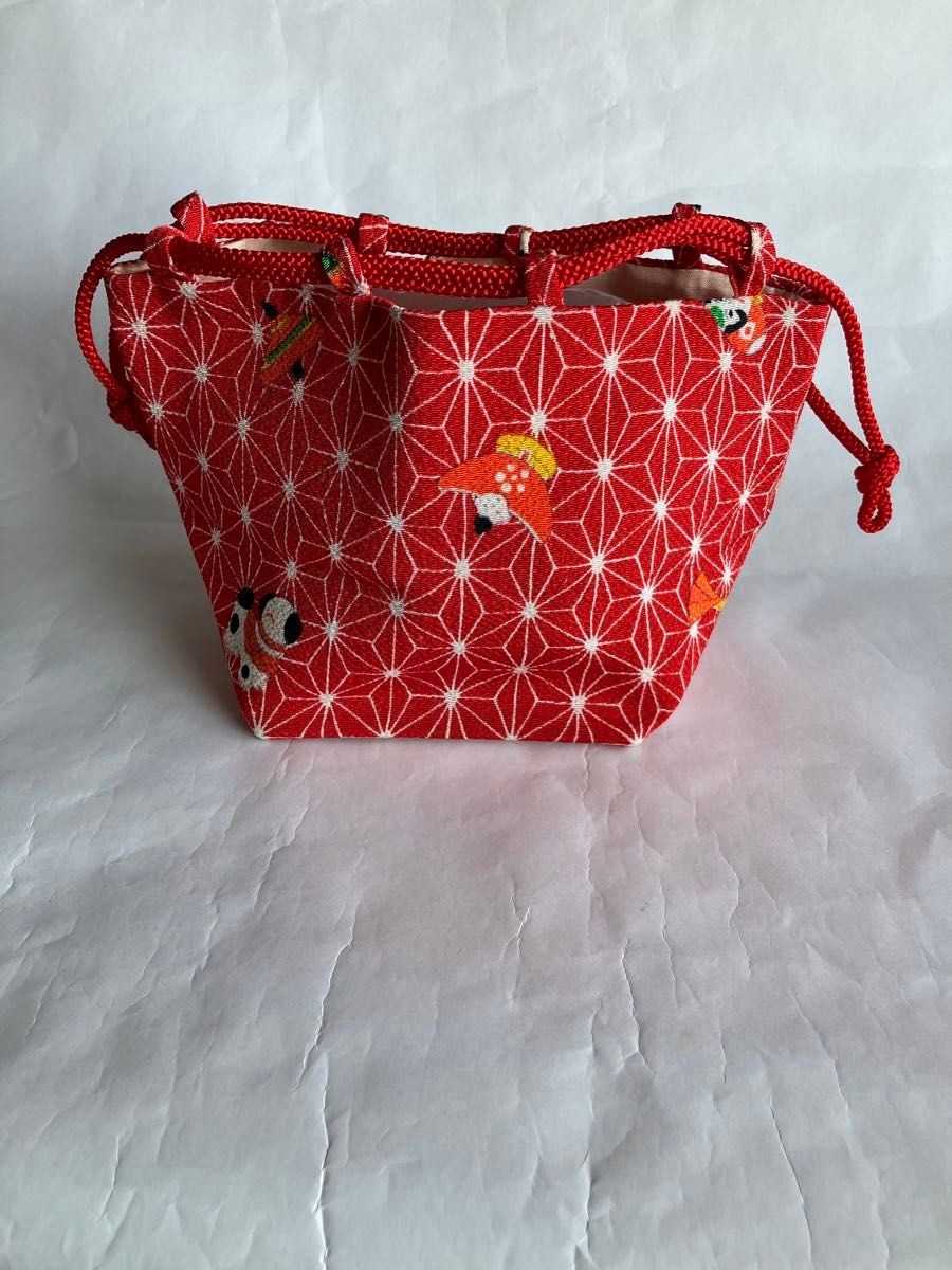 Drawstring bag Japanese pattern hemp leaf pattern… - image 4