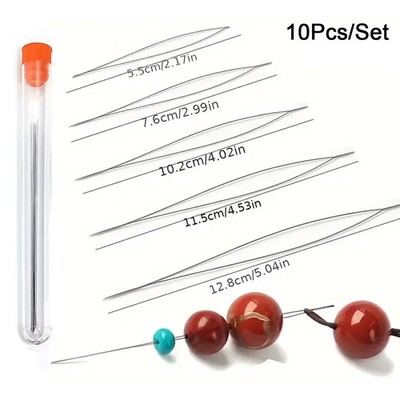 Open Needles Set: 10-Piece Beading Tool for DIY Jewelry Making