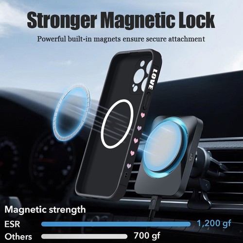Magnetische Hülle für iPhone 16 15 Pro Max 14 13 12 11 Buntes Herz Silikonhülle - Bild 8 von 18