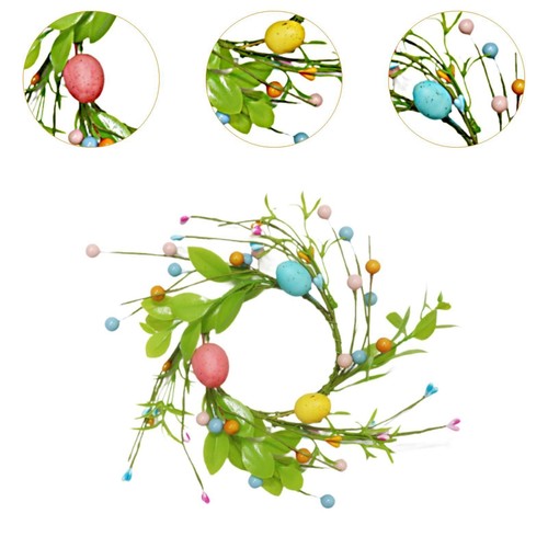 Easter Candle Ring Coloful Egg Wreath for Table Centerpieces Kitchen Desktop - Picture 3 of 4