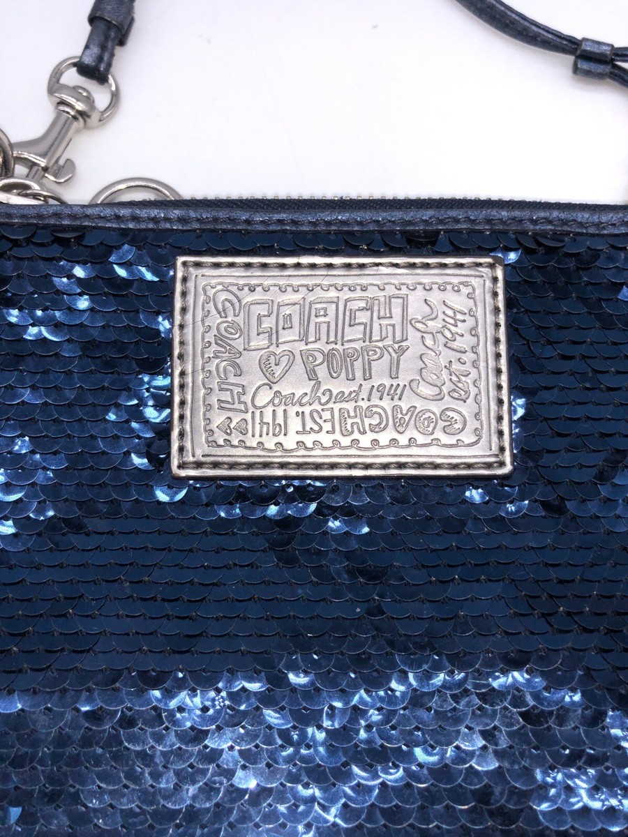 Coach Poppy Shoulder Crossbody Bag Blue Sequin Handbag | eBay