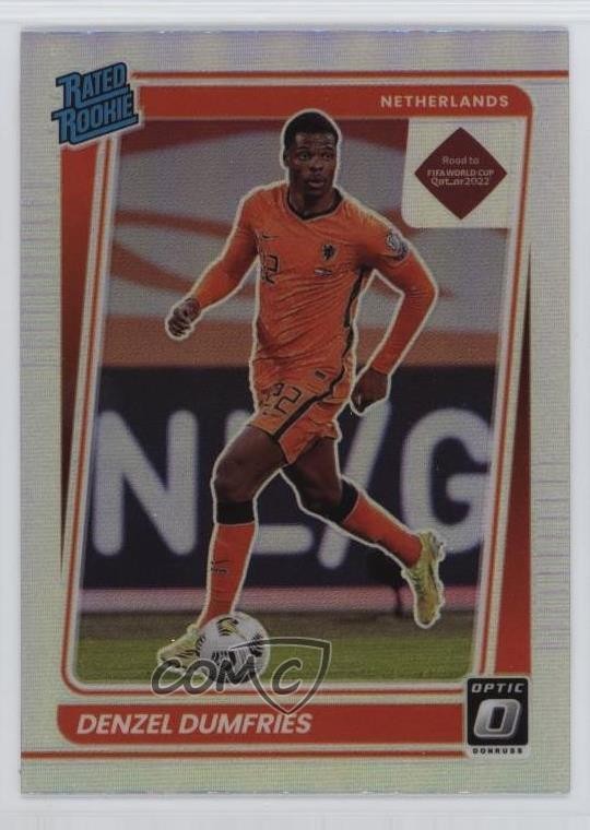 2021-22 Donruss Road to Qatar Rated Rookie Optic Holo Prizm Denzel Dumfries 0i1b