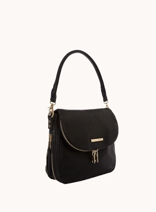 Poppy & Peonies Downtown 2-Way Black Pebbled Vegan Shoulder Crossbody Bag $125 - Image 4 of 4