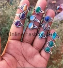 Opalite & Mix Gemstone 925 Sterling Silver Plated Rings Lot Winter Jewelry