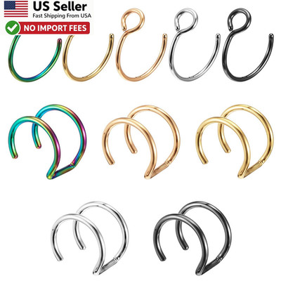 Psyqtsuary Double Hoop Nose Rings 10 Pcs Fake Piercing Stainless Steel 8mm USA