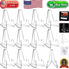 Mini Acrylic Display Stands - 12 Clear Easels for Trading, Coin, and Photo Cards