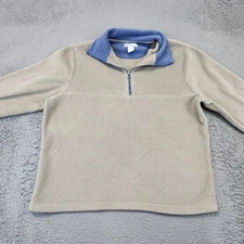 Polar Edge Pullover Mens Large Tan Blue Fleece Quarter Zip Elastic Cuffs Warm