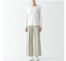 NWT MUJI Wrinkle Resistant Cream Wide-Leg Pants Sz M