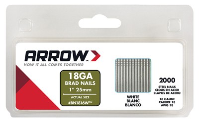 1-Inch White Brad Nails, 2000-Pack BN1816WCS