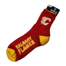 For Bare Feet NHL Calgary Flames Red & Yellow Socks Size L Unisex 2-Pair New 🔥