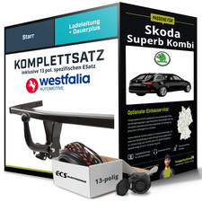 Für SKODA Superb Kombi II Typ 3T5 Anhängerkupplung starr +eSatz 13pol 09-15 NEU