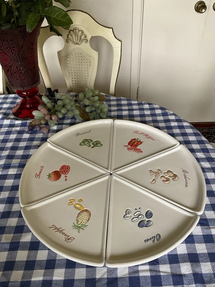 PotteryBarn -Cerámica - Pizza Buono - Platos de rebanada - Juego de 6 - Nuevo Foto 2 de 4