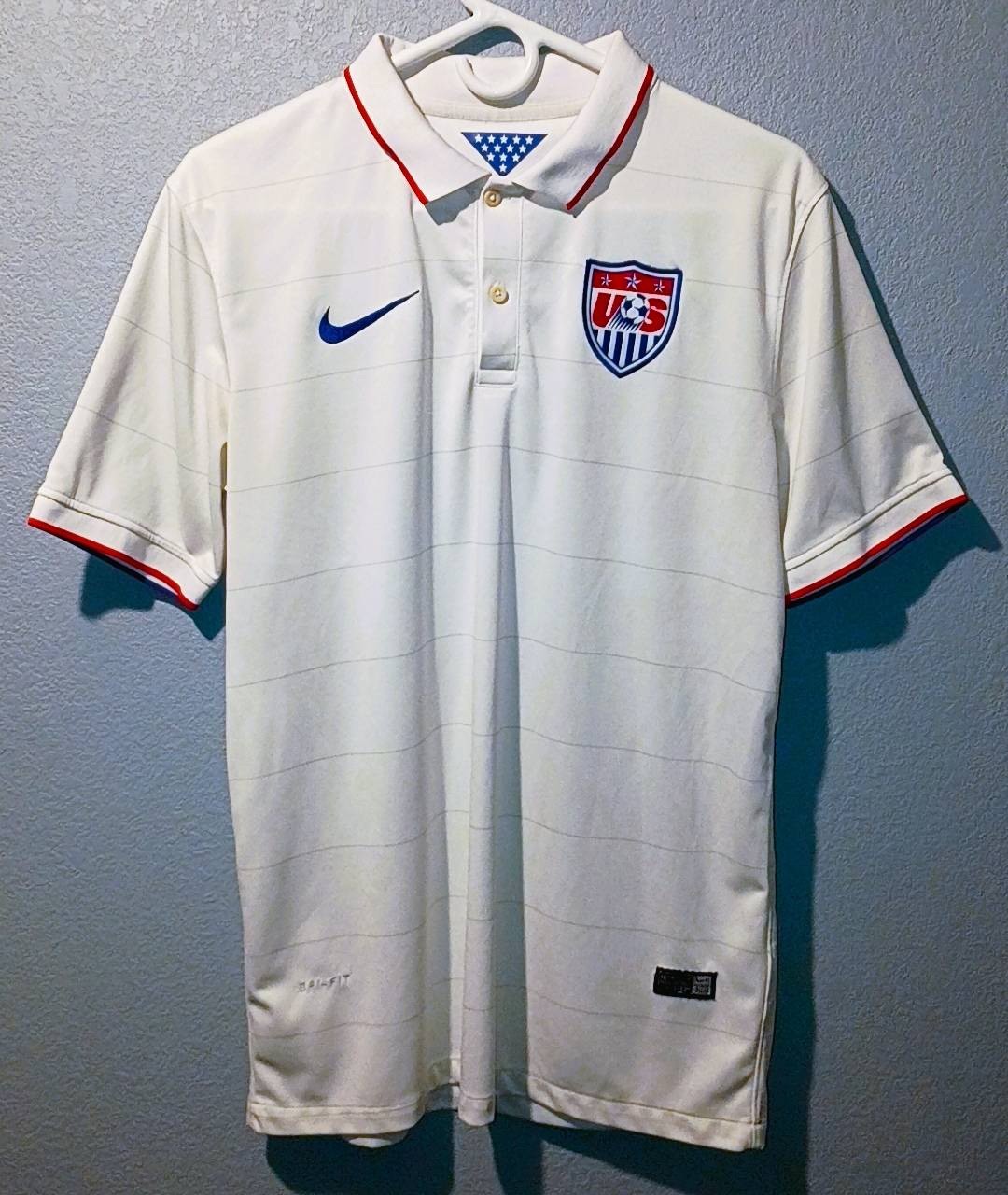 Nike USA USMNT 2014 Authentic Men’s M/Medium Dri-Fit Polo White Team Jersey 🇺🇸
