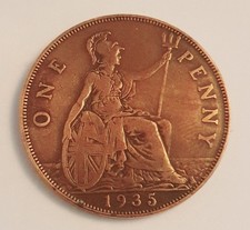 1935 One Penny King George V  Coin Great Britain
