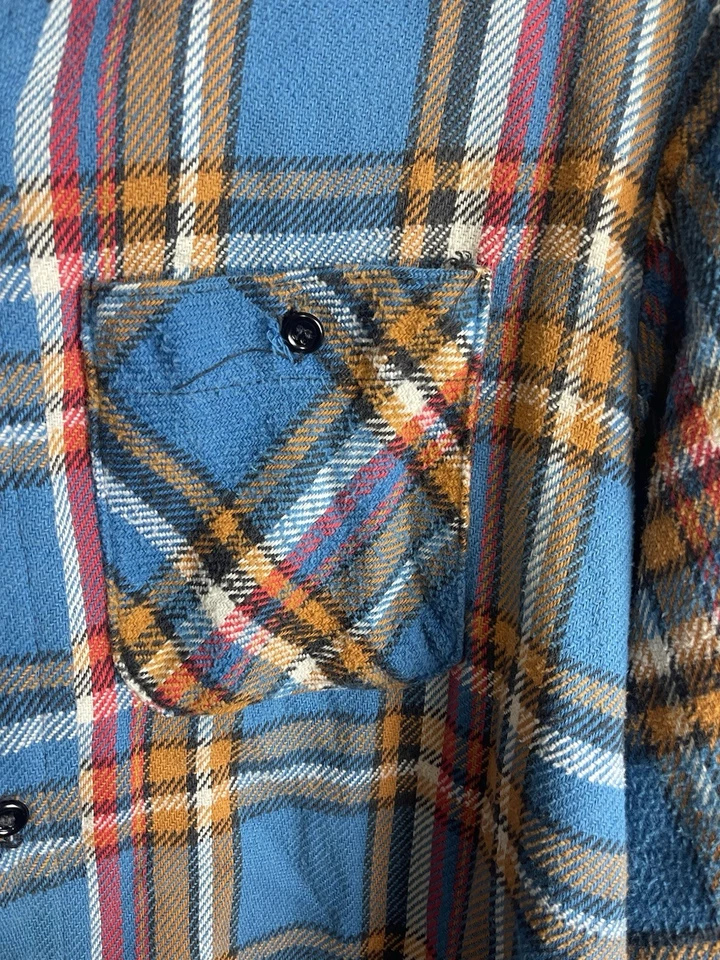 复古 Mr Leggs 男式厚法兰绒衬衫尺寸 L 格子美国制造工作服 — 第 2/4 张图片