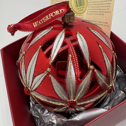 Waterford Holiday Heirlooms Crimson Rosslare Ball Ornament Limited - Picture 2 of 7