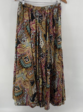 Maxi Skirt M Circle 90s Grunge Whimsigoth Moody Witchy Satin Artsy Paisley 39"L