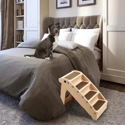 Escaleras para mascotas - Escaleras antideslizantes plegables para perros para hogar y vehículo con diseño de 4 pasos Foto 4 de 4