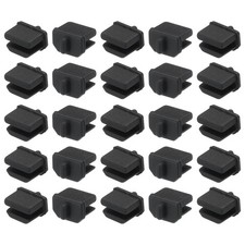 25pcs Laptop DP Port Duct Covers Caps Silicone Plugs Protector, Black