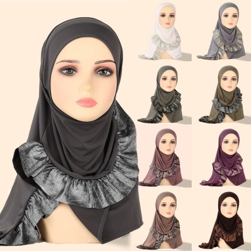 Women Fashion Flounce Turban Dubai Head Scarf Muslim Flower Shawls