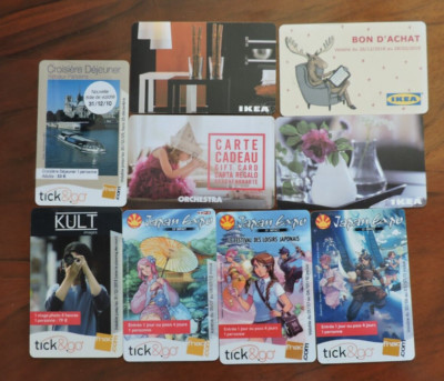 9 VERSCHIEDENE FRANZÖSISCH/FRANKREICH GESCHENKKARTEN.  SAMMLERSTÜCK. KEIN WERT. LOT 3