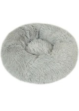 Donut Pet Bed Round Cushion Marshmellow Faux Fur Cuddler, Calming Fluffy