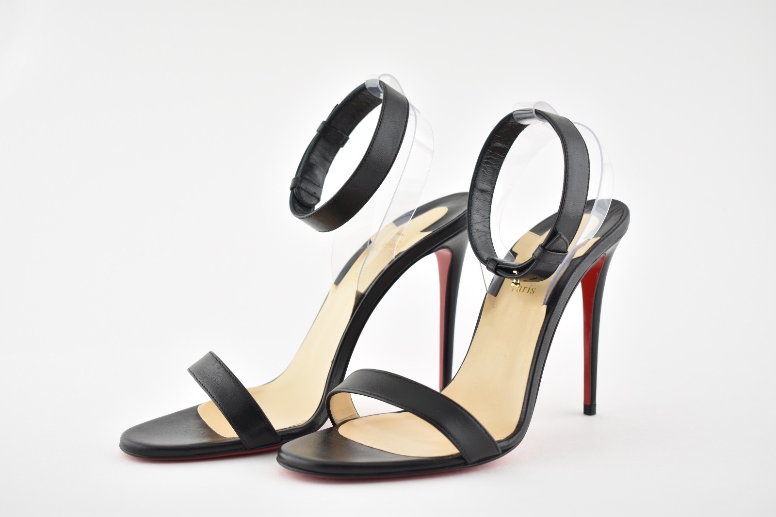 NIB NIB NIB Christian Louboutin Jonatina 100 Black PVC Ankle Strap Sandal Heel Pump 37 71fbea NIB NIB NIB Christian Louboutin Jonatina 100 Black PVC Ankle Strap Sandal Heel Pump 37 71fbea