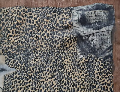 SCARF VINTAGE AUTHENTIC ANIMAL ART AFRICA BROWN BLACK