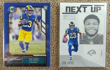 2020 Playbook Football Cam Akers RC Next Up Insert NU-24 + Base Card # 124...
