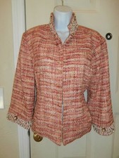 NWT NEW CHICOS TWEED JACKET BLAZER SIZE 2 LINED POCKETS BEADED 159