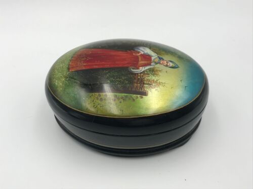 Beautiful Painted Lacquer Box "Lady " , Hand Painted, Papier Mache, Jewelry - Picture 3 of 10