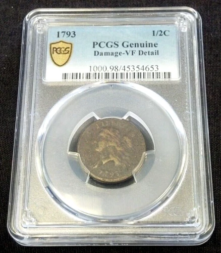 1793 1/2 CENT PCGS VF DETAILS DAMAGE (2376)