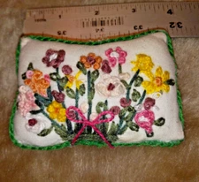 Embroidered Toss Pillow 1:6 Scale for Dollhouse or Room Box-Christmas Décor OOK