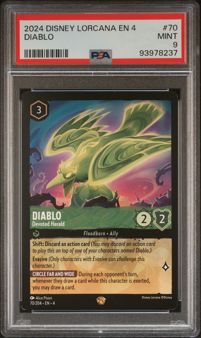 2024 DISNEY LORCANA EN 4-URSULA'S RETURN #70 DIABLO - DEVOTED HERALD PSA 9
