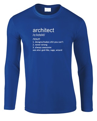 Architekt Herren Langarm T-Shirt Baumeister Designer Ingenieur Geschenk Witz Geburtstag