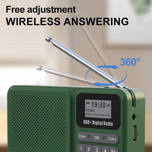 Portable DAB+ Digital Radio Bluetooth-Compatible Solar/Rechargable FM Radio - Bild 7 von 12
