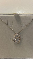 *NEW ITEM* ZALES Jewelers Sterling Silver 2 Heart Shaped Diamond Necklace 18 In