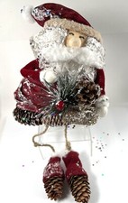 Vintage Handmade Christmas Shelf Sitter Santa Clause Fireplace Mantel Bookcase