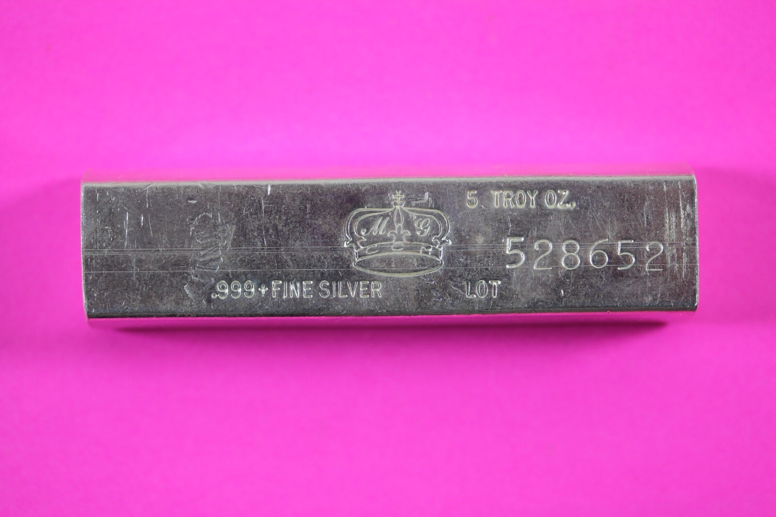 5 Ounces Silver Very Rare Vintage California Crown Bullion Bar  .999 Fine 6003