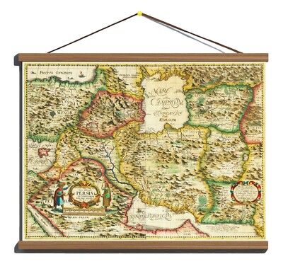 Ancient Old Antique 1656 Map Of Persia Iran Caspian region, Canvas Wooden Hanger