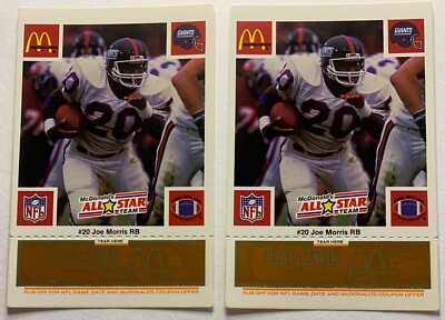 JOE MORRIS 2 1986 McDonald's Play & Win All-Star Team Orange Tab