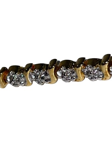 Two Tone Tennis Bracelet Signed PAJ BR China Stimulated Ruby Heart Charm Vintage - Picture 7 of 15