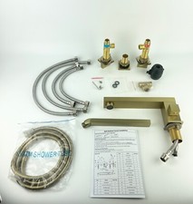 Modern Brass Brushed Gold Bathtub Faucet Set Deck Mount Mixer Tap Hand Shower