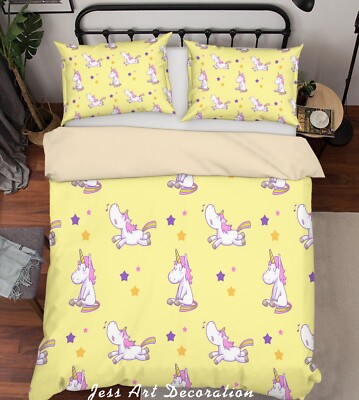 3D Unicorn Star Cartoon Pattern Quilt Cover Set Bedding Sets Pillowcases Queen 7