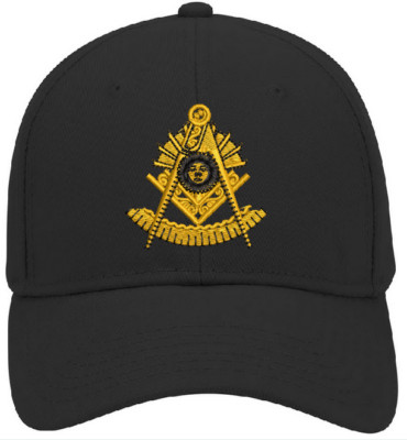 Freemasons Baseball Hat Embroidered w/Golden Past Master Masonic Symbol OSFM
